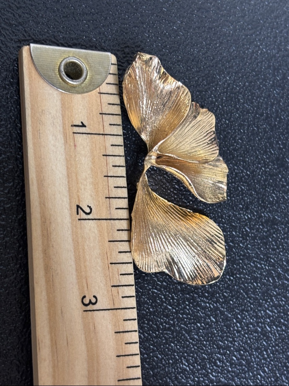 Chunky Gold Floral Petal Drop Earrings - Elegant Women Jewelry Runway - Picture 6 of 6
